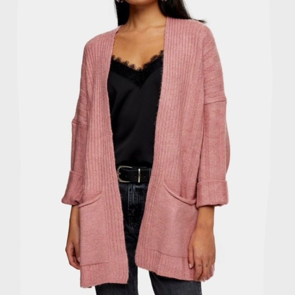 Topshop Rose Pink Super Soft Longline Cardigan
